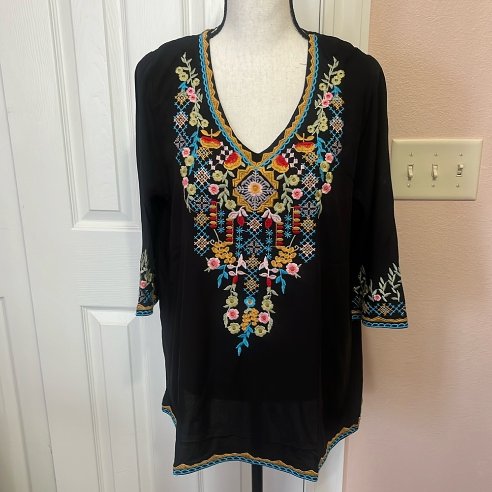 AK casual summer, blouse,  boho embroidered